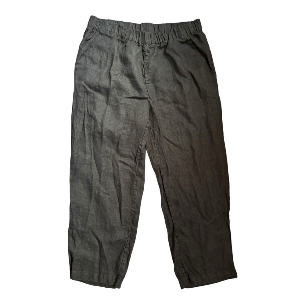 Quince 100% European Linen Pants Women’s Size L Black Relaxed - Picture 2 of 10